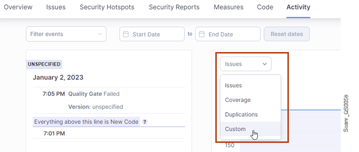 Selecting another metric category