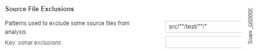 Enter the patterns used to exclude source files from analysis