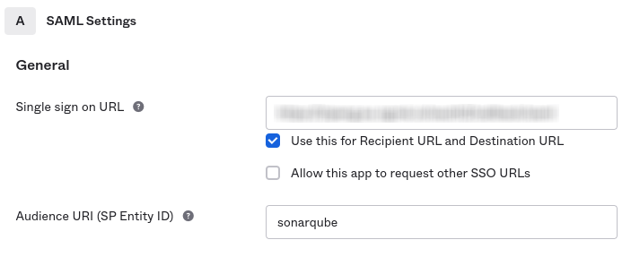 Configure SonarQube’s SAML single sign on (SSO) setting in Okta.