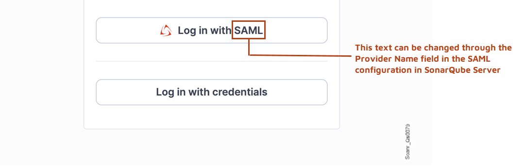 SonarQube login form with SAML login button