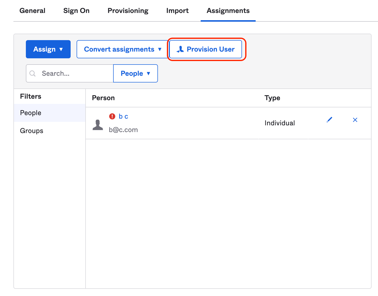 To force the provision of these users, click on Provision User.
